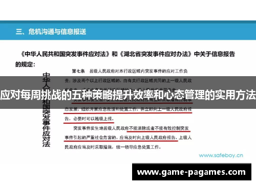 应对每周挑战的五种策略提升效率和心态管理的实用方法